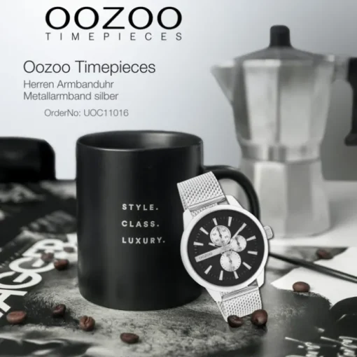 Oozoo Herren Armbanduhr Timepieces C11016 Analog Metall Mesh silber UOC11016