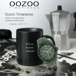 Oozoo Herren Armbanduhr Timepieces Analog Leder grün UOC11111