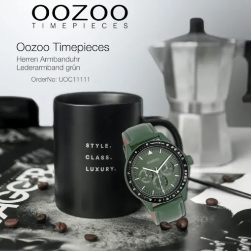 Oozoo Herren Armbanduhr Timepieces Analog Leder grün UOC11111