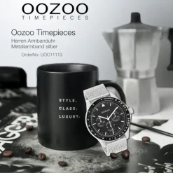 Oozoo Herren Armbanduhr Timepieces Analog Metall Mesh silber UOC11113