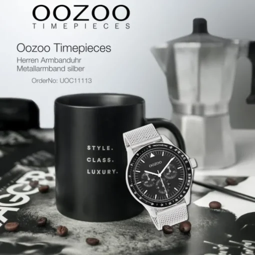Oozoo Herren Armbanduhr Timepieces Analog Metall Mesh silber UOC11113