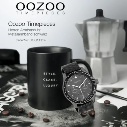 Oozoo Herren Armbanduhr Timepieces Analog Metall Mesh schwarz UOC11114