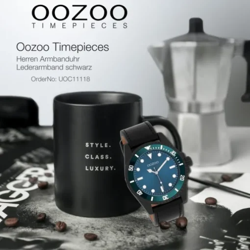 Oozoo Herren Armbanduhr Timepieces Analog Leder schwarz UOC11118