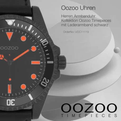 Oozoo Herren Armbanduhr Timepieces Analog Leder schwarz UOC11119