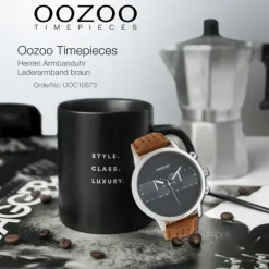 Oozoo Herren Armbanduhr Timepieces C10673 Analog Leder braun UOC10673