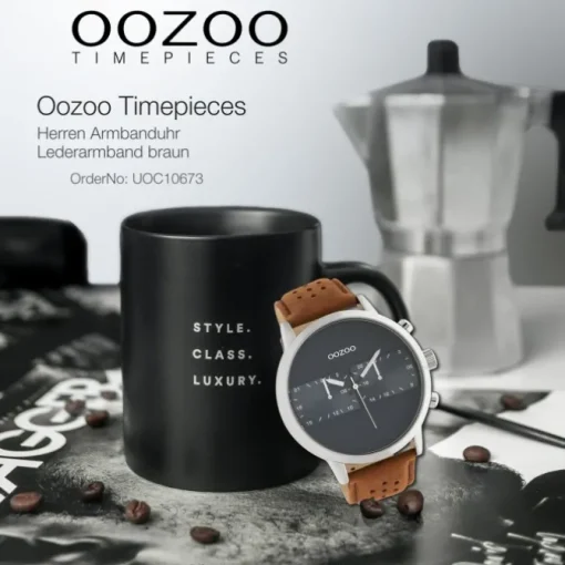 Oozoo Herren Armbanduhr Timepieces C10673 Analog Leder braun UOC10673