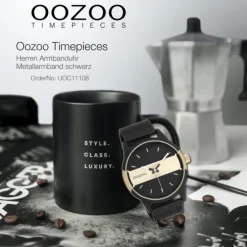 Oozoo Herren Armbanduhr Timepieces Analog Metall Mesh schwarz UOC11108