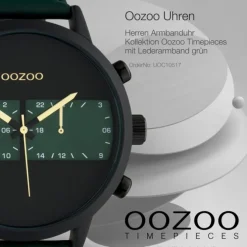 Oozoo Herren Armbanduhr Timepieces C10517 Analog Leder grün UOC10517