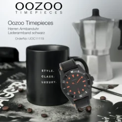 Oozoo Herren Armbanduhr Timepieces Analog Leder schwarz UOC11119