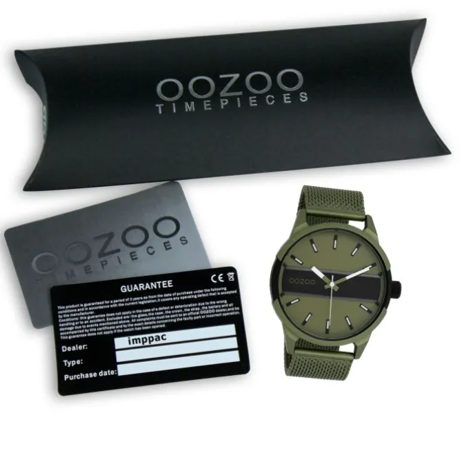 Oozoo Herren Armbanduhr Timepieces Analog Metall Mesh olive grün UOC11107