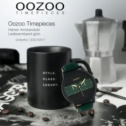 Oozoo Herren Armbanduhr Timepieces C10517 Analog Leder grün UOC10517