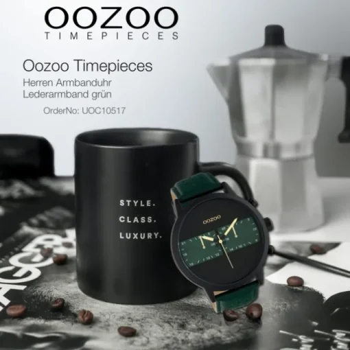Oozoo Herren Armbanduhr Timepieces C10517 Analog Leder grün UOC10517