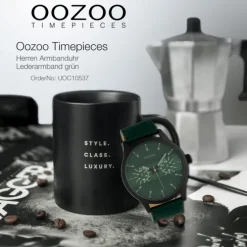 Oozoo Herren Armbanduhr Timepieces C10537 Analog Leder grün UOC10537