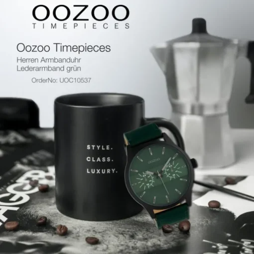 Oozoo Herren Armbanduhr Timepieces C10537 Analog Leder grün UOC10537