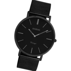 Oozoo Herren Armbanduhr Ultra Slim Quarz Stahl schwarz UOC9932A