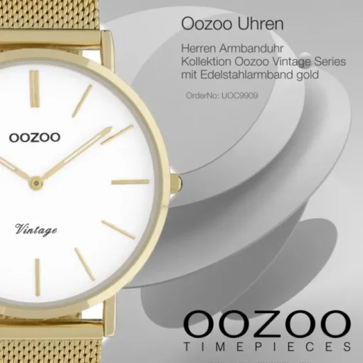 Oozoo Herren Armbanduhr Ultra Slim C9909 Quarz Stahl gold UOC9909