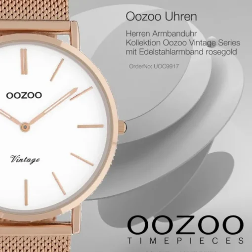 Oozoo Herren Armbanduhr Ultra Slim C9917 Quarz Stahl rosegold UOC9917