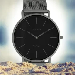Oozoo Herren Armbanduhr Ultra Slim C9928 Quarz Edelstahl grau UOC9928