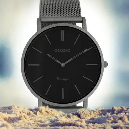Oozoo Herren Armbanduhr Ultra Slim C9928 Quarz Edelstahl grau UOC9928