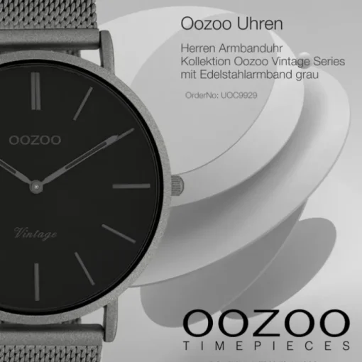 Oozoo Herren Armbanduhr Ultra Slim C9929 Quarz Edelstahl grau UOC9929