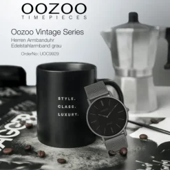 Oozoo Herren Armbanduhr Ultra Slim C9929 Quarz Edelstahl grau UOC9929