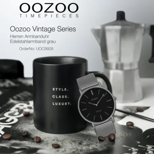 Oozoo Herren Armbanduhr Ultra Slim C9928 Quarz Edelstahl grau UOC9928