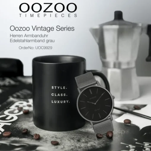 Oozoo Herren Armbanduhr Ultra Slim C9929 Quarz Edelstahl grau UOC9929