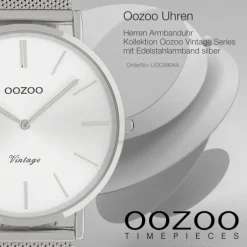 Oozoo Herren Armbanduhr Vintage Series C9904A Analog Edelstahl silber UOC9904A