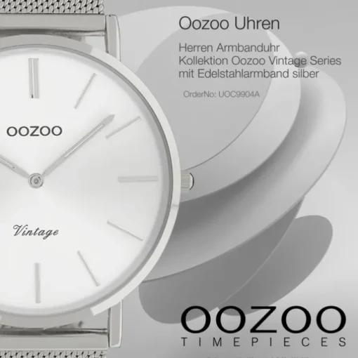 Oozoo Herren Armbanduhr Vintage Series C9904A Analog Edelstahl silber UOC9904A