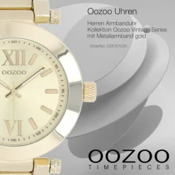 Oozoo Herren Armbanduhr Vintage Series Analog Metall gold UOC5753A