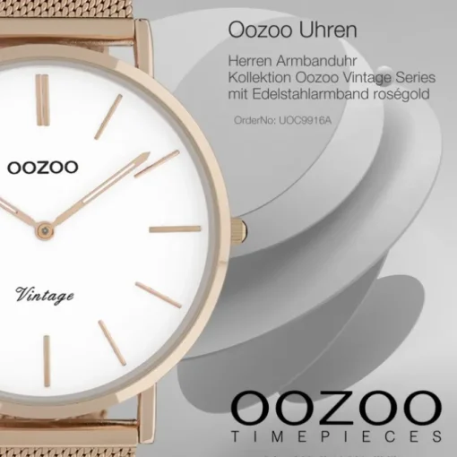 Oozoo Herren Armbanduhr Vintage Series C9916A Analog Edelstahl roségold UOC9916A