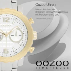 Oozoo Herren Armbanduhr Vintage Series Analog Metall gold UOC5746A