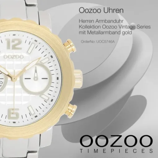 Oozoo Herren Armbanduhr Vintage Series Analog Metall gold UOC5746A