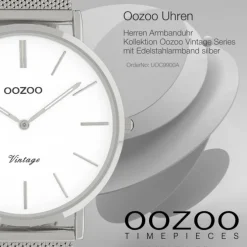 Oozoo Herren Armbanduhr Vintage Series C9900A Analog Edelstahl silber UOC9900A