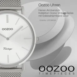 Oozoo Herren Armbanduhr Vintage Series C9905A Analog Edelstahl silber UOC9905A