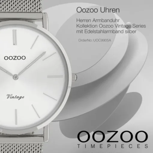 Oozoo Herren Armbanduhr Vintage Series C9905A Analog Edelstahl silber UOC9905A