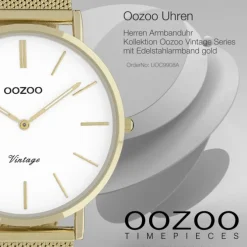 Oozoo Herren Armbanduhr Vintage Series C9908A Analog Edelstahl gold UOC9908A