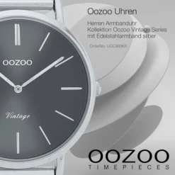 Oozoo Herren Armbanduhr Vintage Series C9936A Analog Edelstahl silber UOC9936A