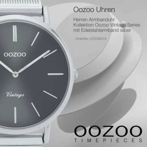 Oozoo Herren Armbanduhr Vintage Series C9937A Analog Edelstahl silber UOC9937A