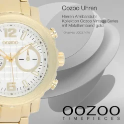 Oozoo Herren Armbanduhr Vintage Series Analog Metall gold UOC5747A