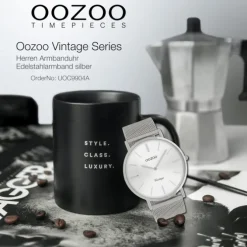 Oozoo Herren Armbanduhr Vintage Series C9904A Analog Edelstahl silber UOC9904A