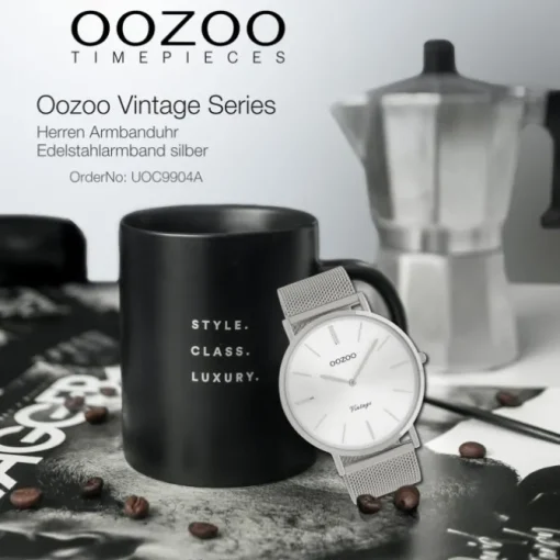 Oozoo Herren Armbanduhr Vintage Series C9904A Analog Edelstahl silber UOC9904A