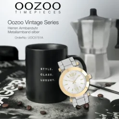 Oozoo Herren Armbanduhr Vintage Series Analog Metall silber UOC5751A