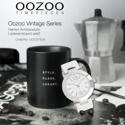 Oozoo Herren Armbanduhr Vintage Series Analog Leder weiß UOC5755A