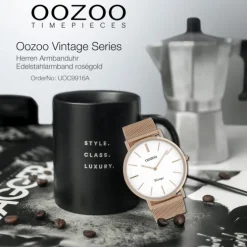 Oozoo Herren Armbanduhr Vintage Series C9916A Analog Edelstahl roségold UOC9916A