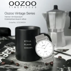Oozoo Herren Armbanduhr Vintage Series C9900A Analog Edelstahl silber UOC9900A