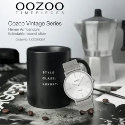 Oozoo Herren Armbanduhr Vintage Series C9905A Analog Edelstahl silber UOC9905A