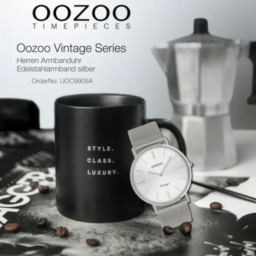 Oozoo Herren Armbanduhr Vintage Series C9905A Analog Edelstahl silber UOC9905A
