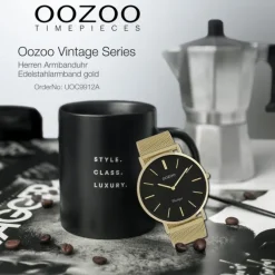 Oozoo Herren Armbanduhr Vintage Series C9912A Analog Edelstahl gold UOC9912A