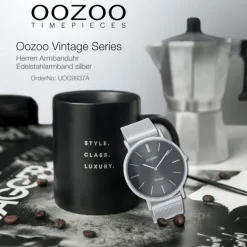 Oozoo Herren Armbanduhr Vintage Series C9937A Analog Edelstahl silber UOC9937A